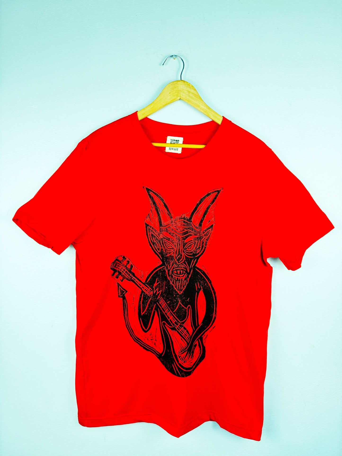 Guitar Devil Woodblock Handprinted T-Shirt