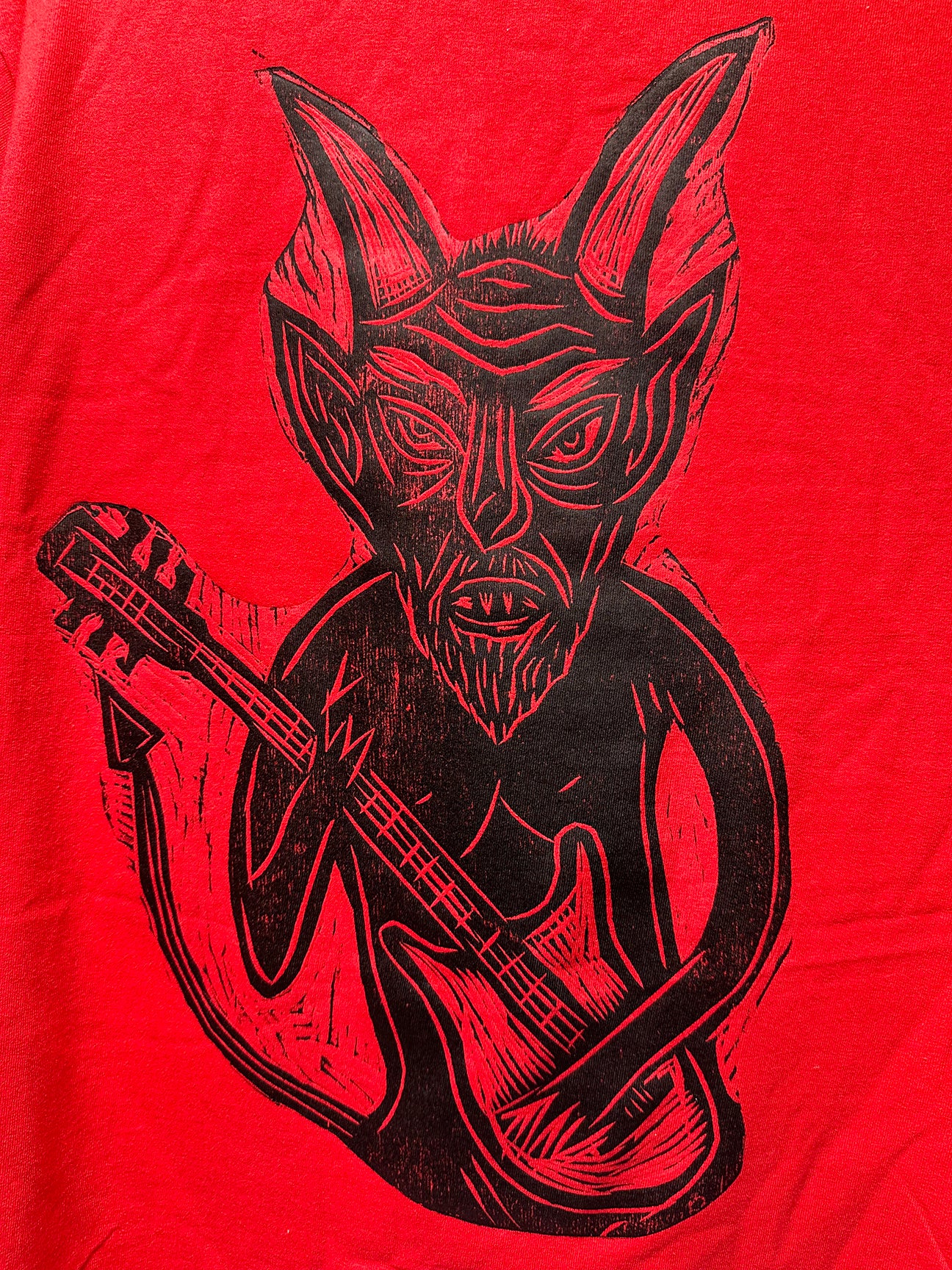 Guitar Devil Woodblock Handprinted T-Shirt