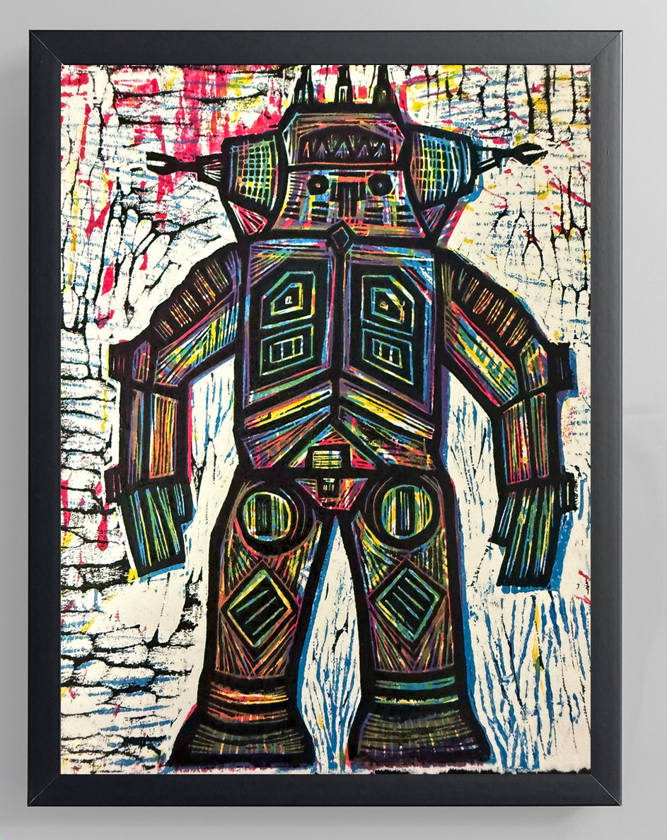 King Joe Woodcut Print