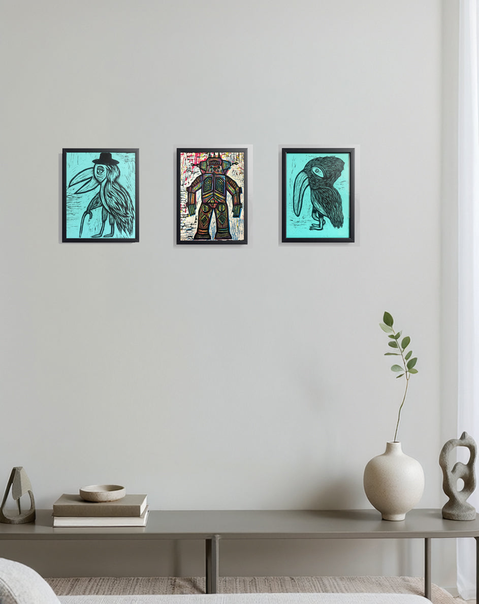 King Joe Woodcut Print