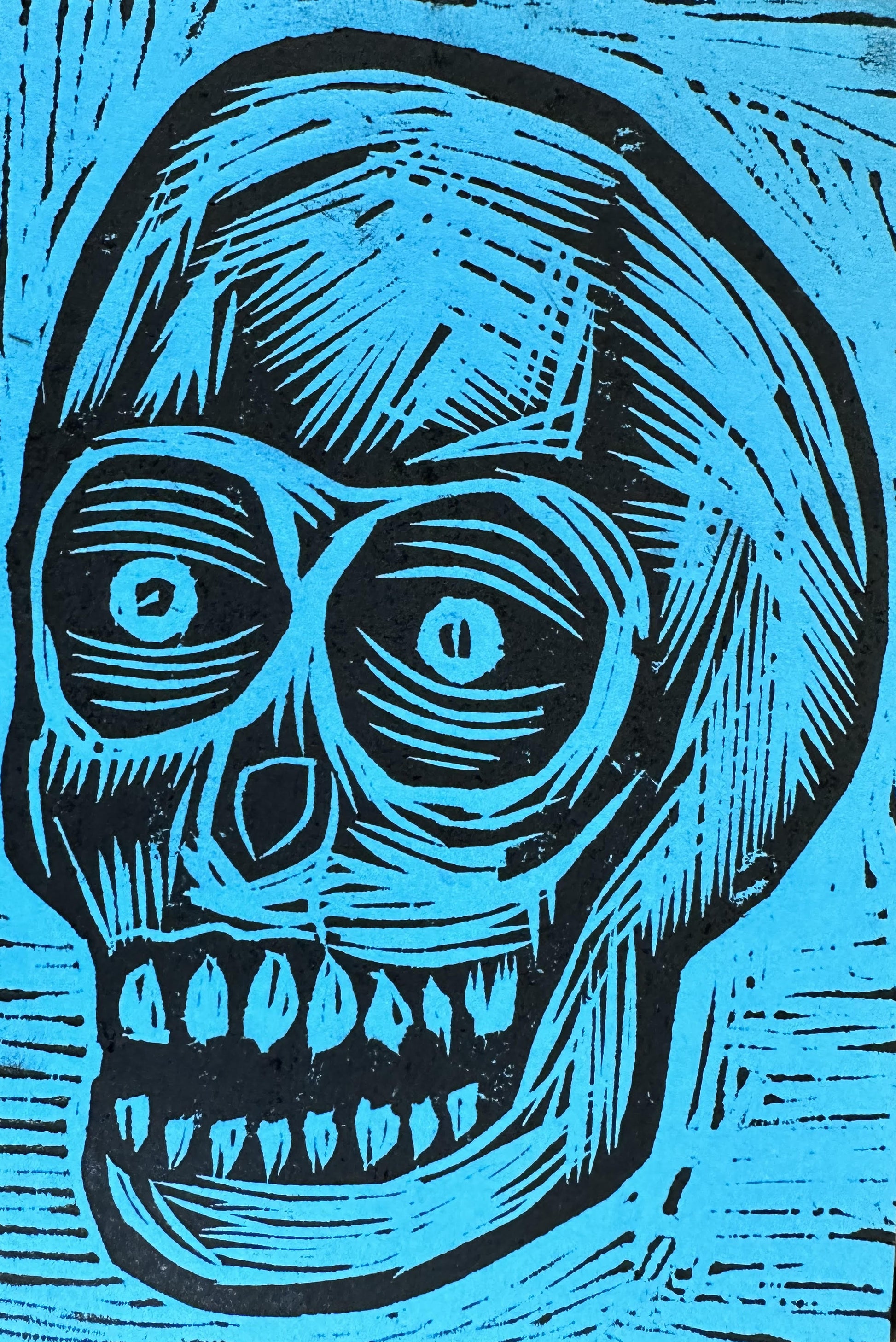 The Screaming Skull limited Edition Lino Print – Beebleboop Prints