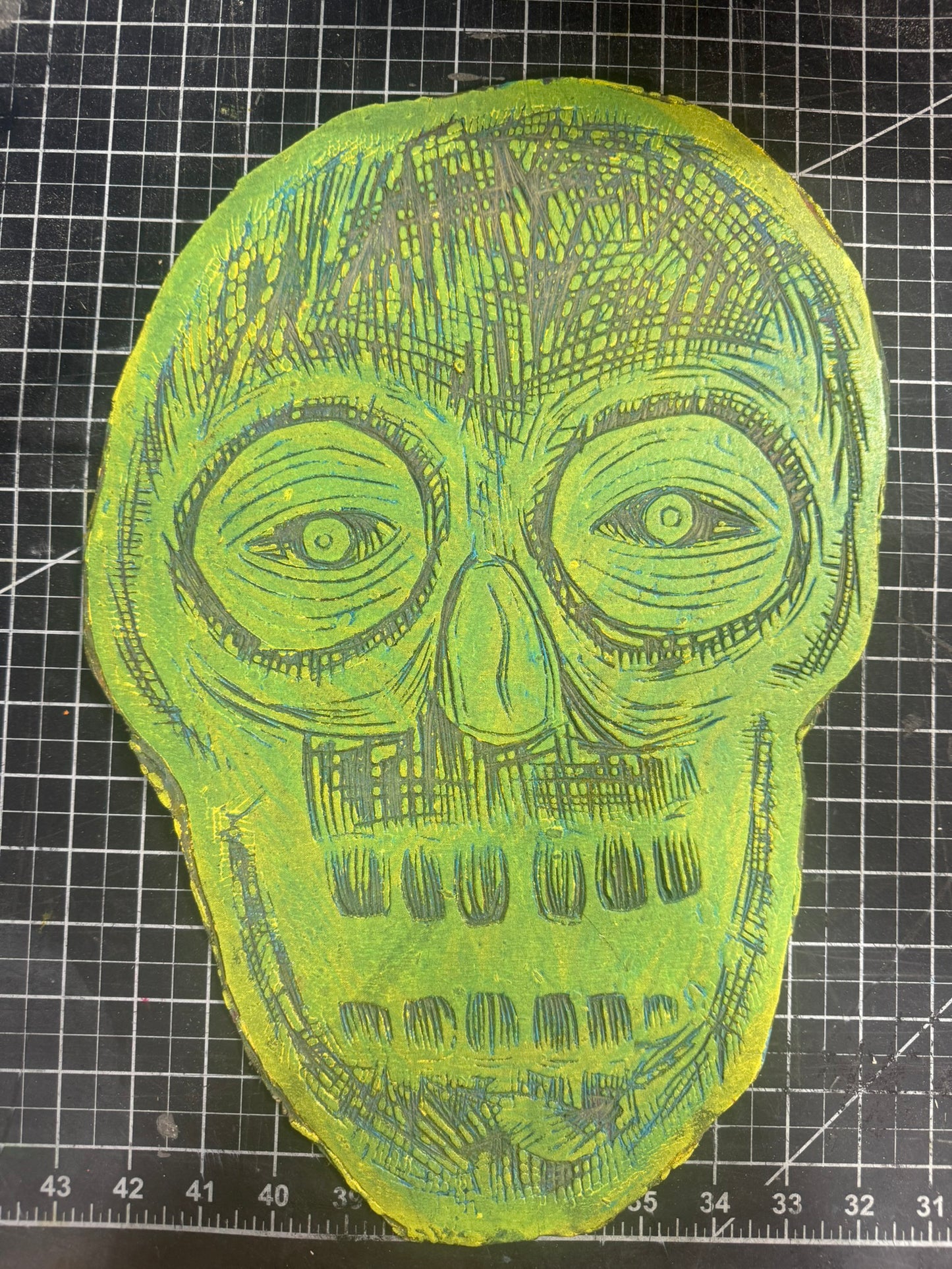 Triple Kreep Linocut Multicolor Handprinted T-Shirt