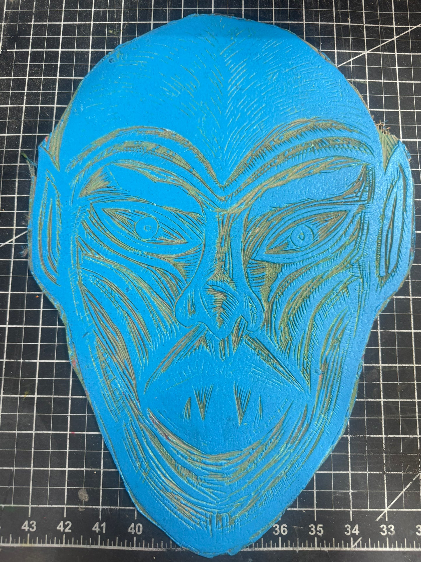 Triple Kreep Linocut Multicolor Handprinted T-Shirt
