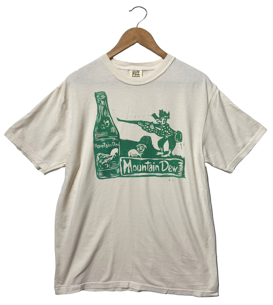Mountain Dew Hillbilly Woodcut Handprinted T-Shirt