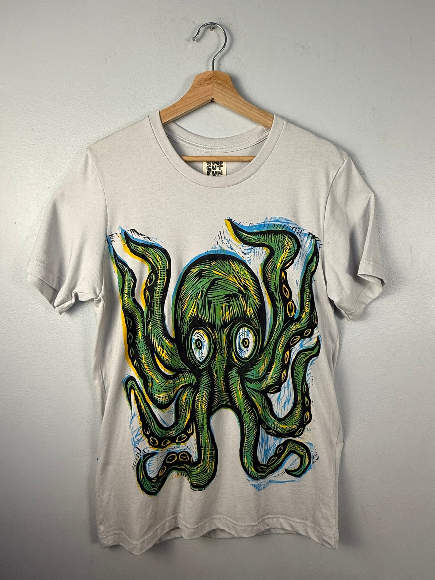 Octopus Woodcut Handprinted T-Shirt