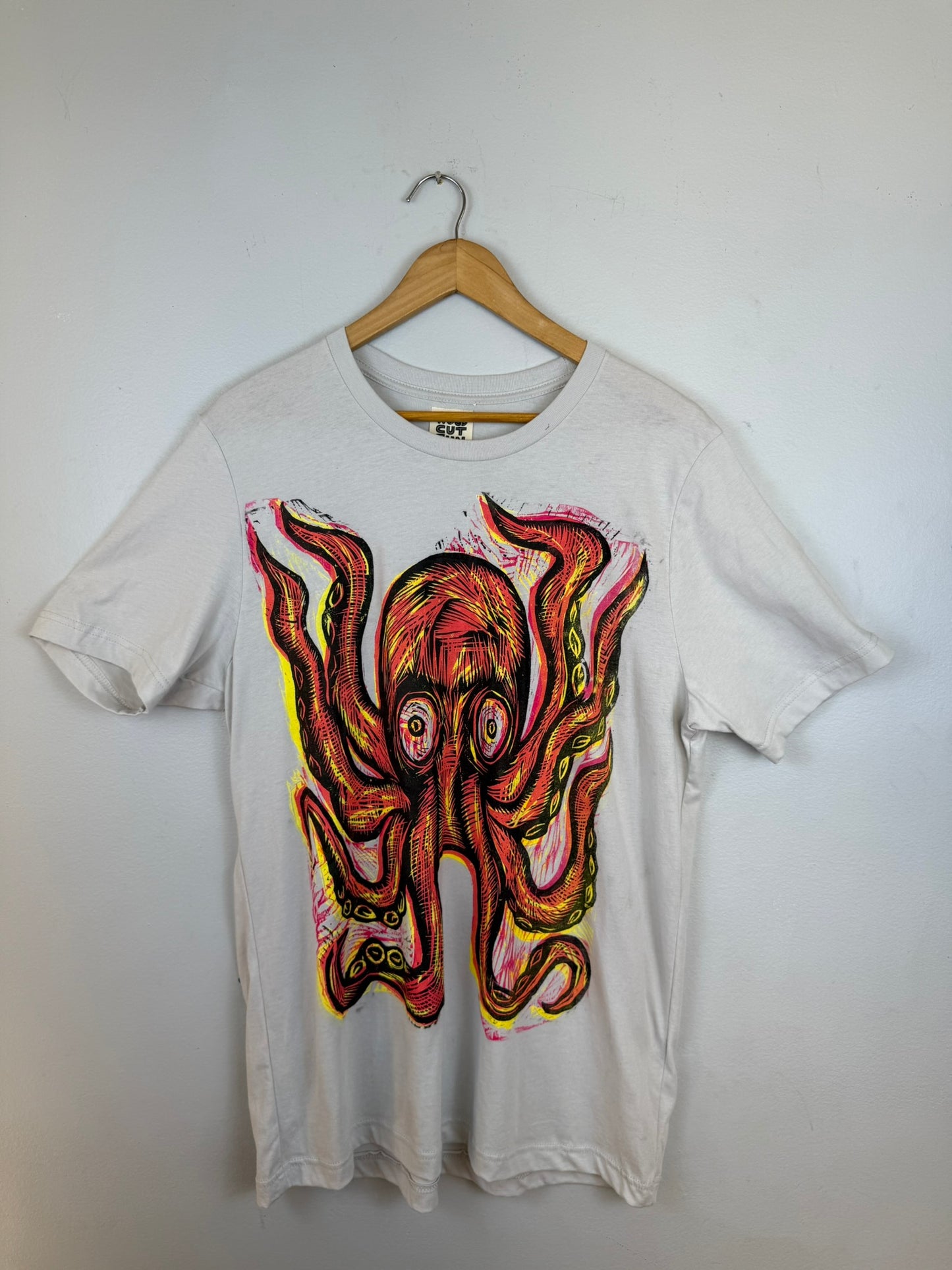 Octopus Woodcut Handprinted T-Shirt