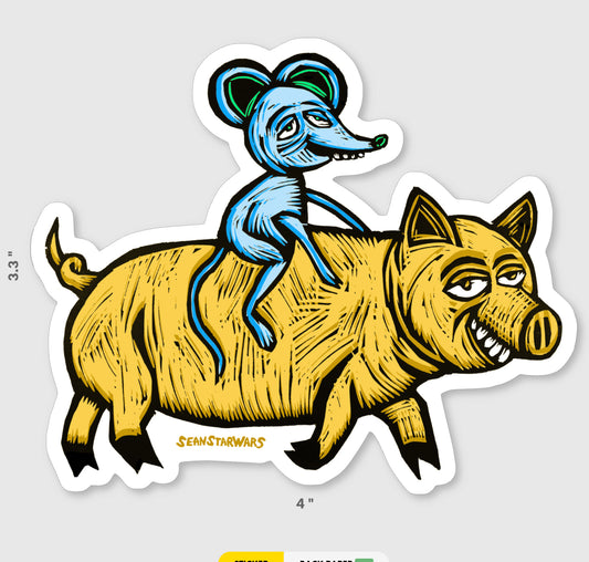 Piggyback Rat Vinyl Sticker