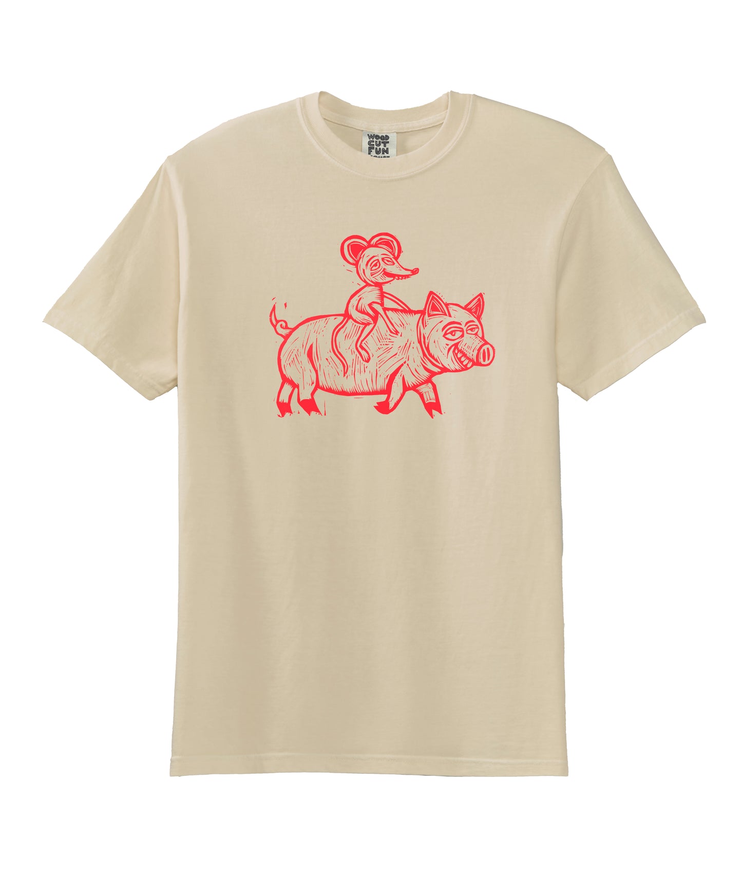 Piggyback Ride Woodcut Handprinted T-Shirt