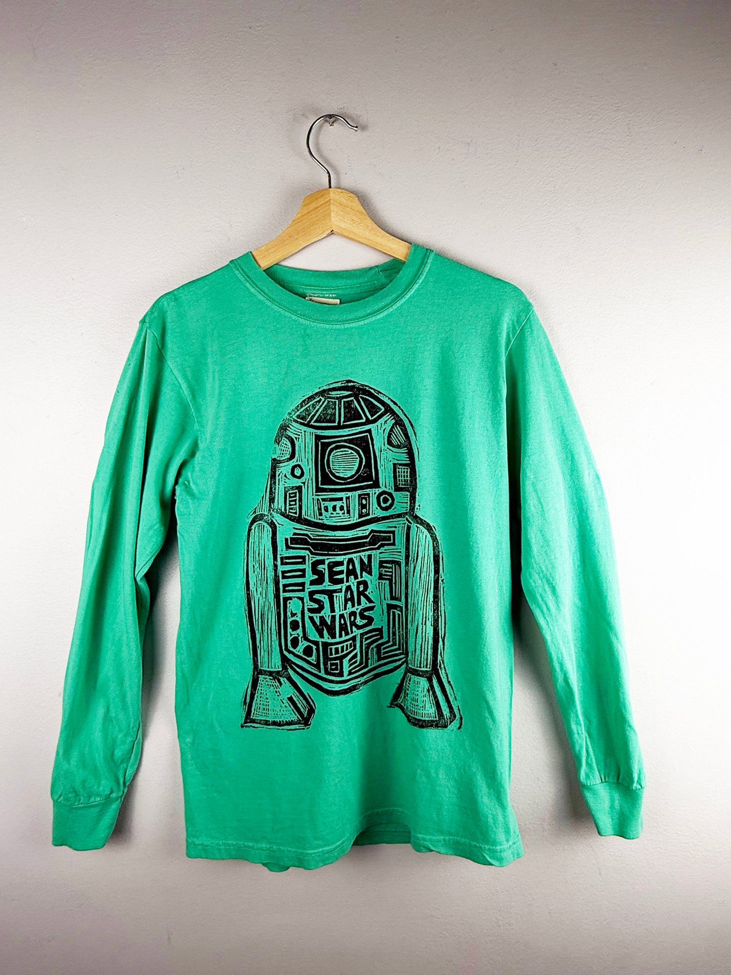 Sean Starwars Droid Long Sleeve Woodblock Handprinted Shirt