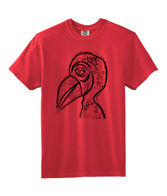 Birdman Woodcut  Handprinted T-Shirt