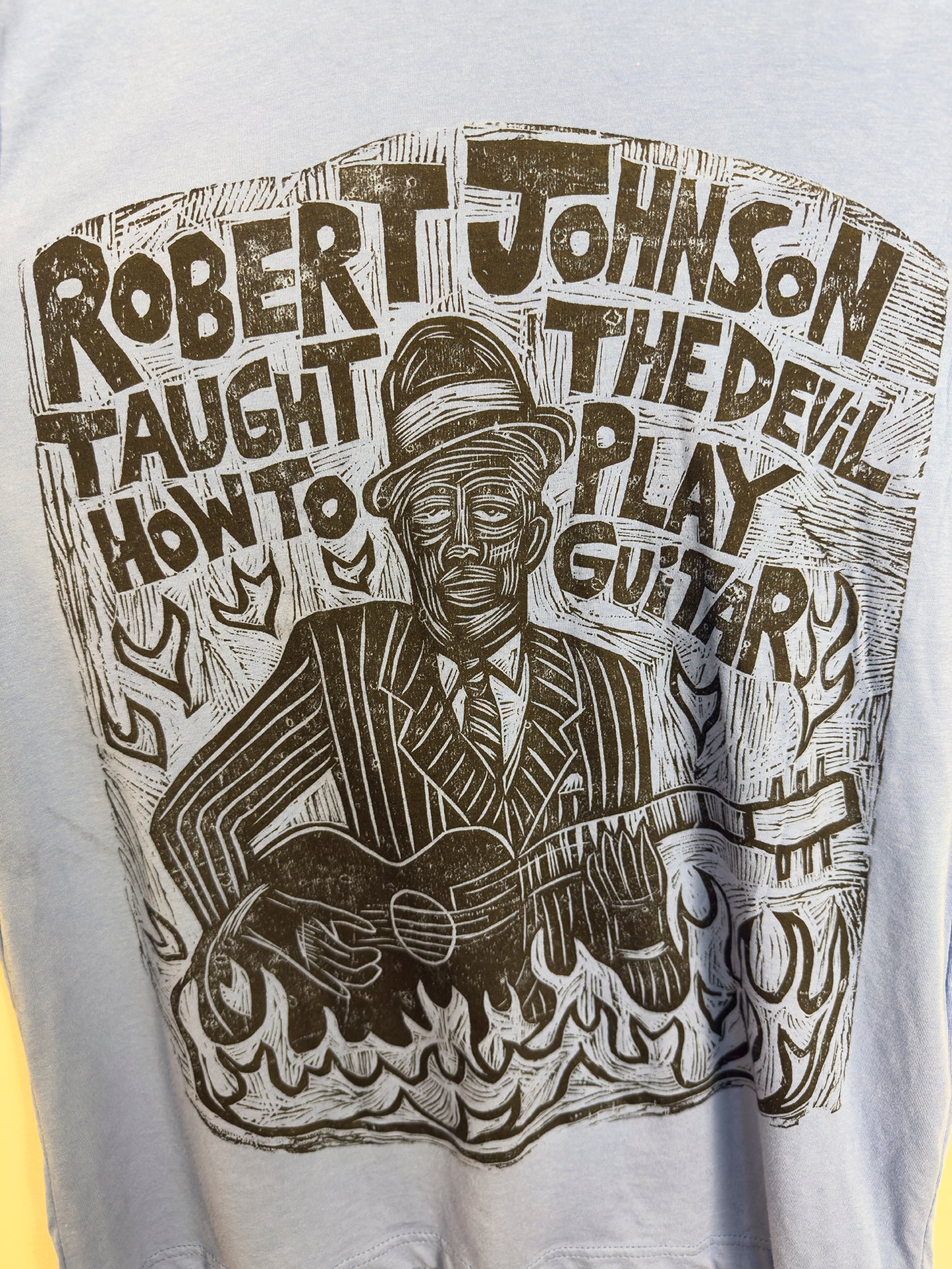 Robert Johnson Woodcut Handprinted T-Shirt