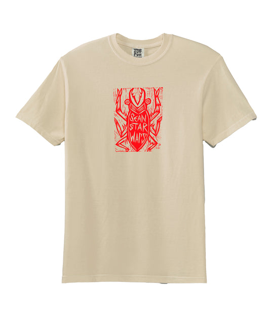 Sean Starwars Beetle Woodblock Handprinted on T-Shirt