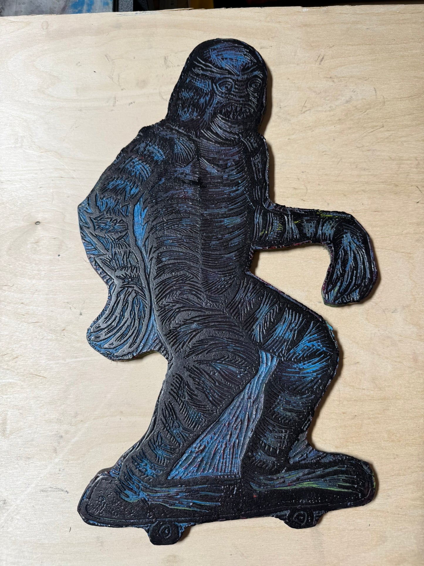 Skate Creature Tshirt applique Limited Edition Handprinted Shirt