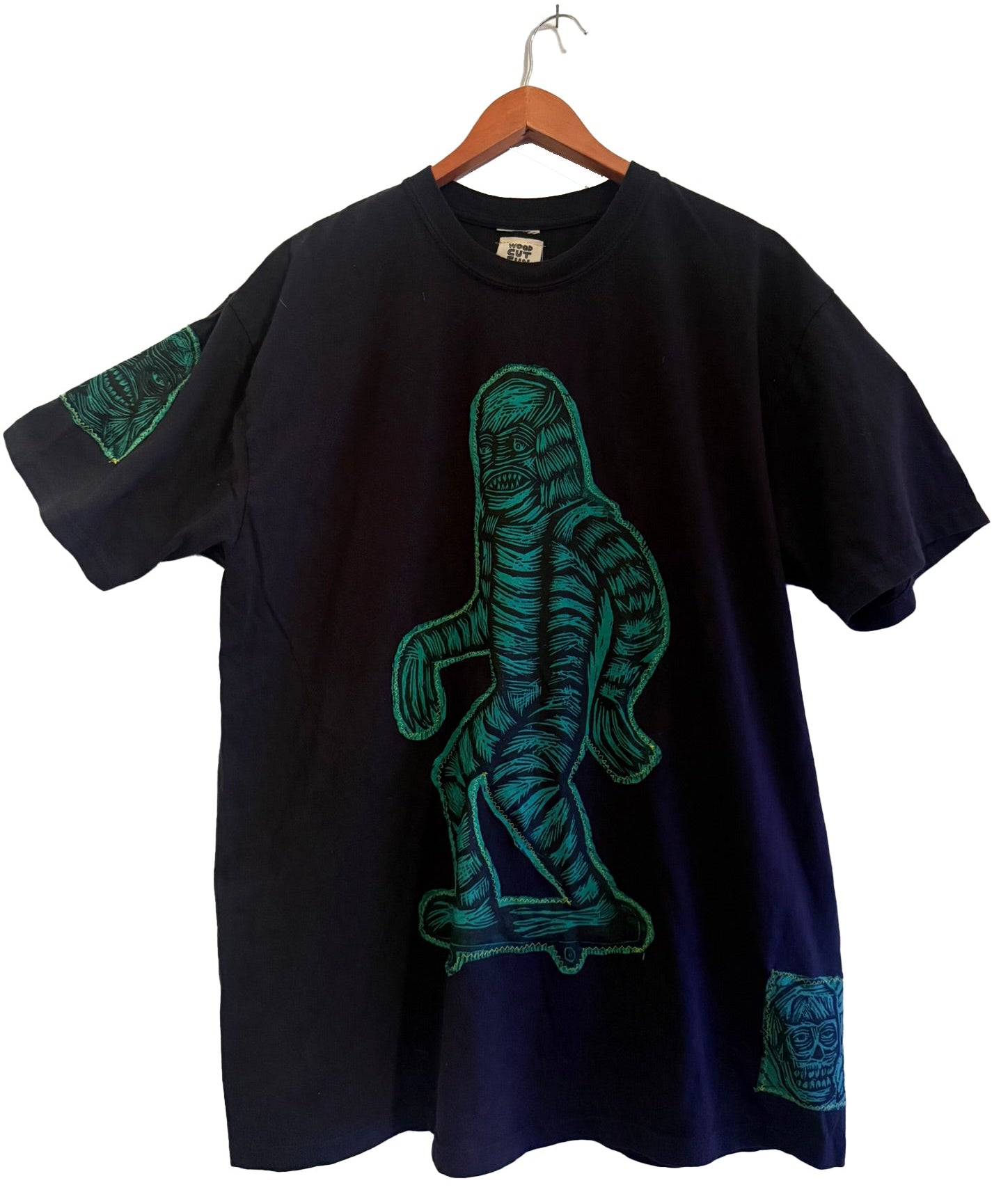 Skate Creature Tshirt applique Limited Edition Handprinted Shirt