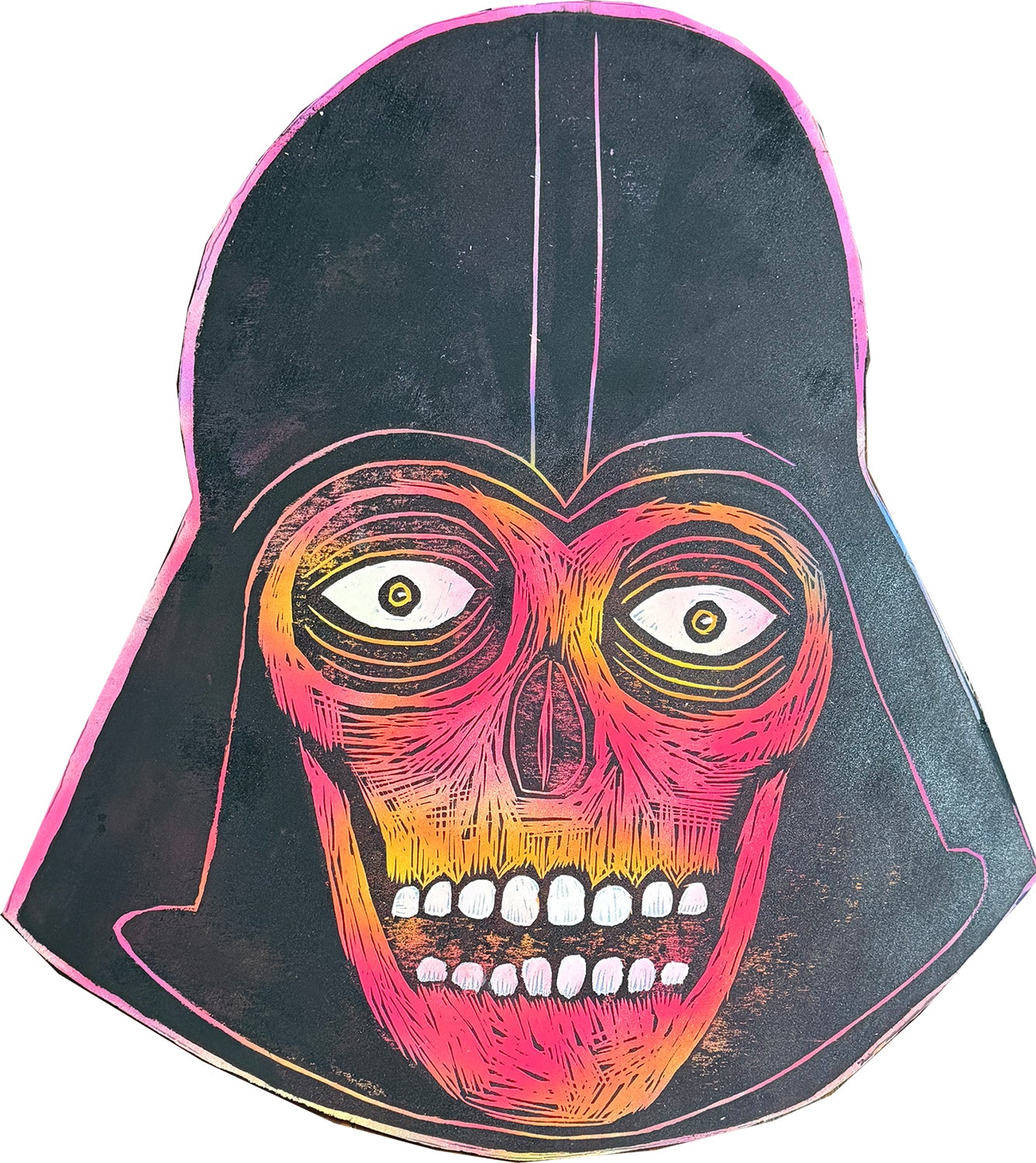 Skull  Warrior  Painted Wooden Panel 26" x 30"