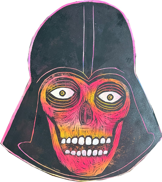 Skull  Warrior  Painted Wooden Panel 26" x 30"