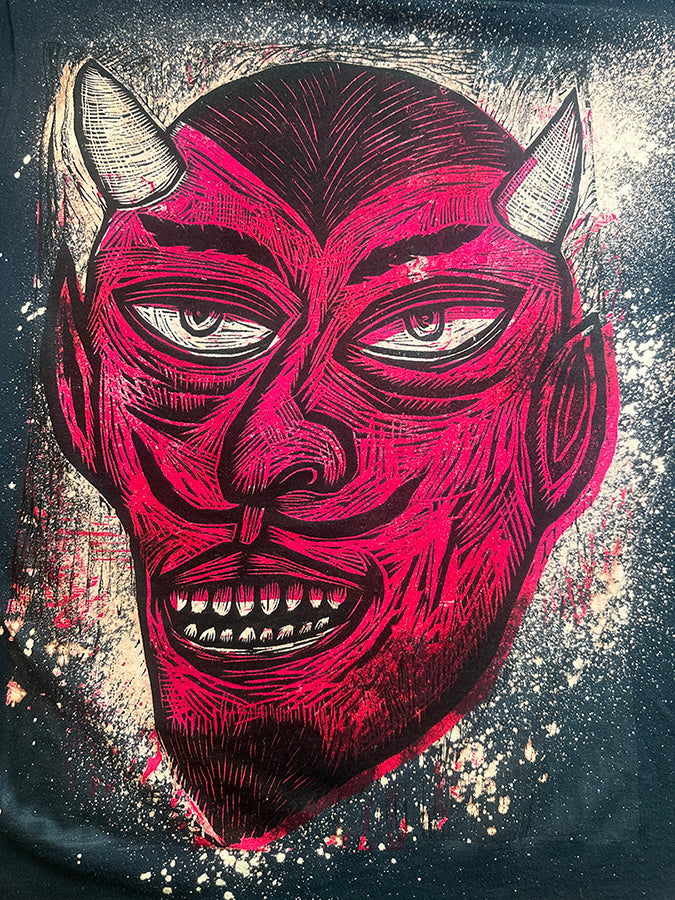 Space Dust Red Devil Woodblock printed Tshirt
