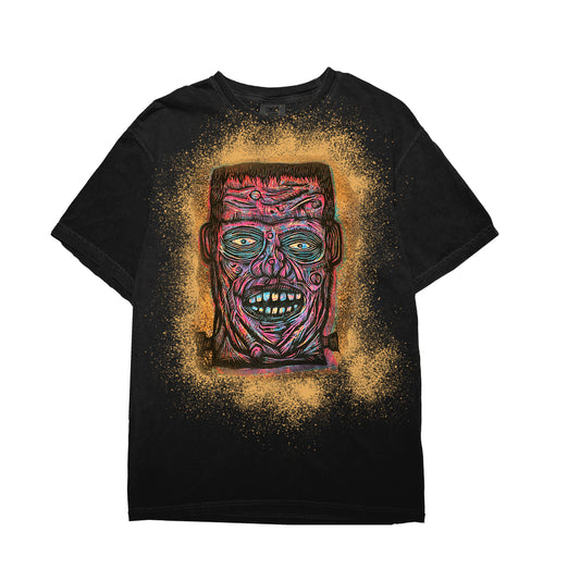 Space Dust Pink Frankenstein Woodcut printed T-Shirt