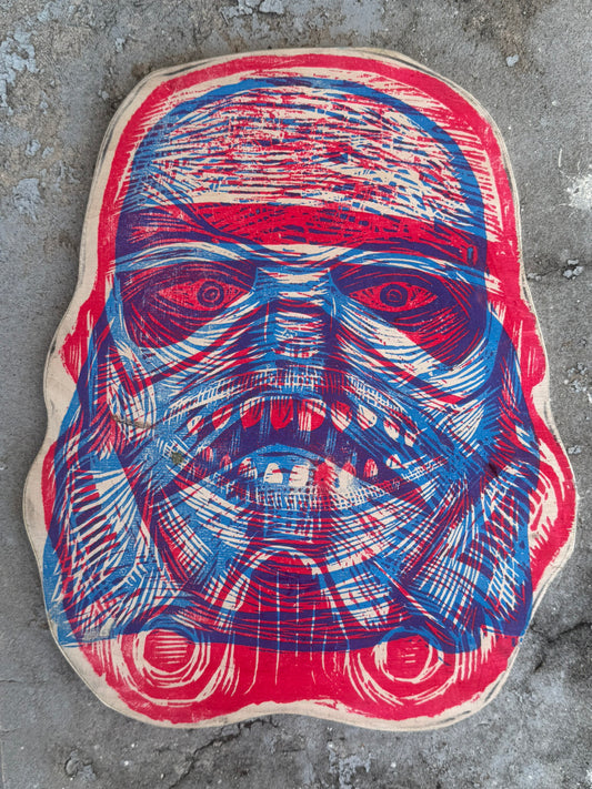 Stormtrooper/ Creature Woodcut  printed on  Wooden Panel