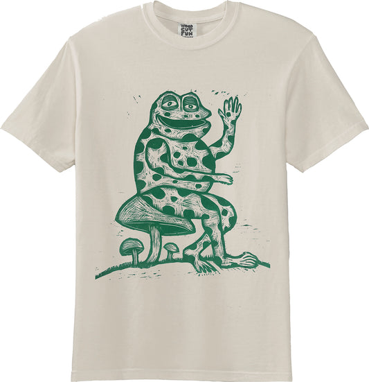 Toadstool  Woodcut Handprinted T-Shirt