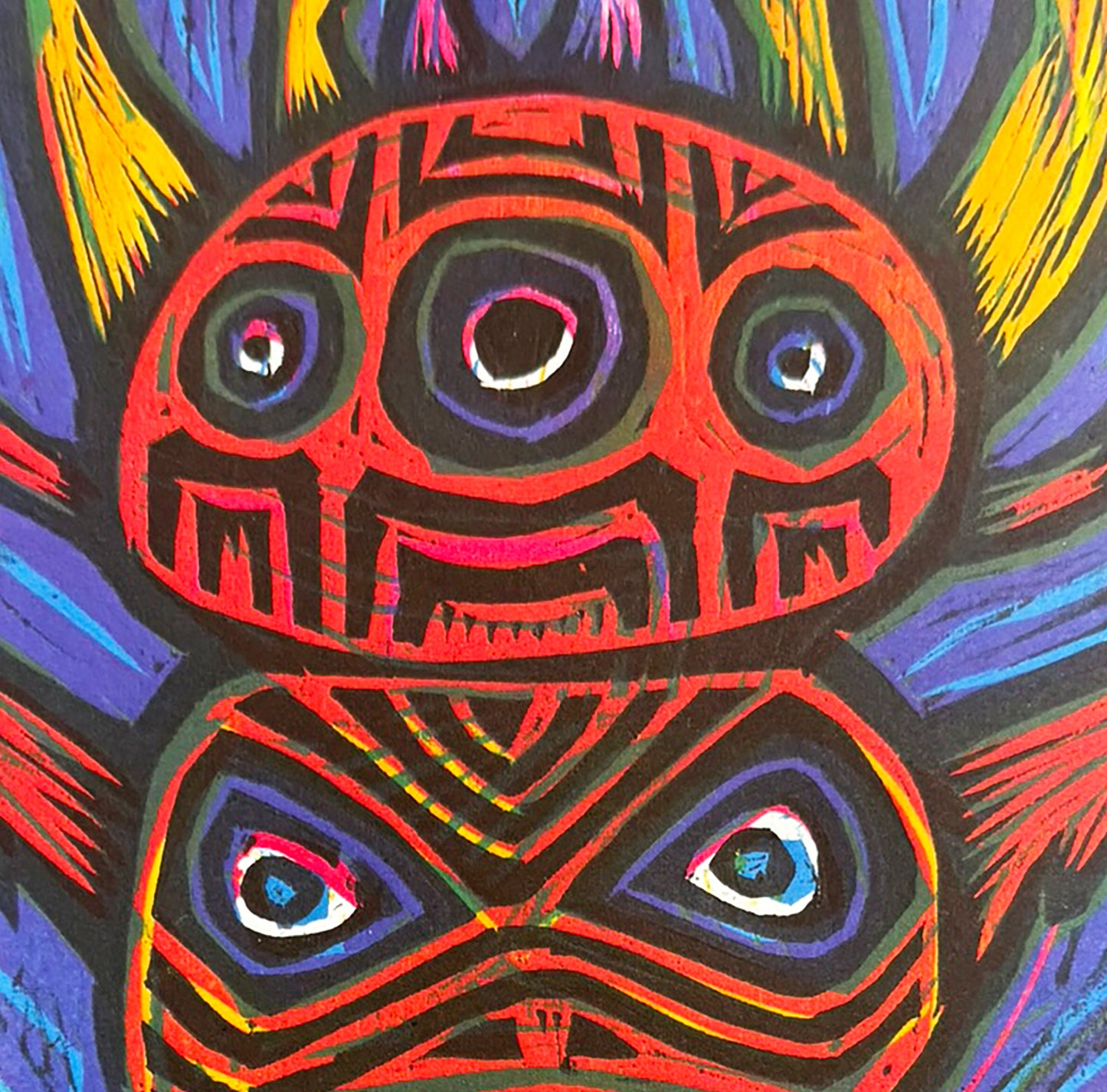 Totem Beetle Multicolor Limited Edition Woodcut Print