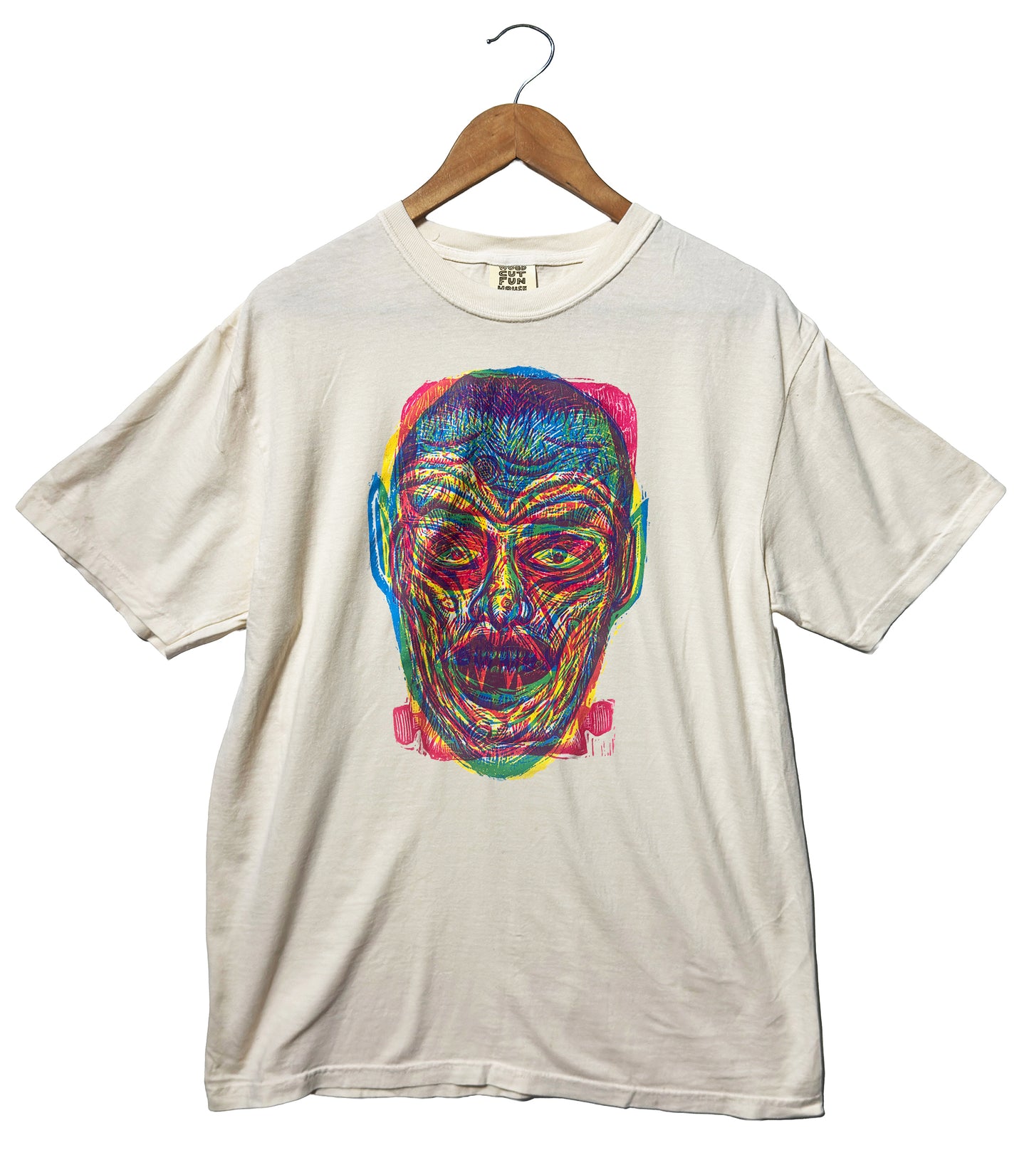 Triple Kreep Linocut Multicolor Handprinted T-Shirt