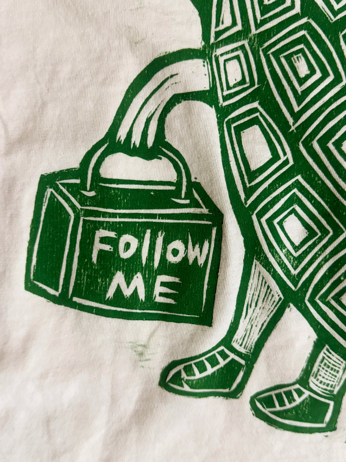 Tophat Turtle Woodcut Handprinted T-Shirt