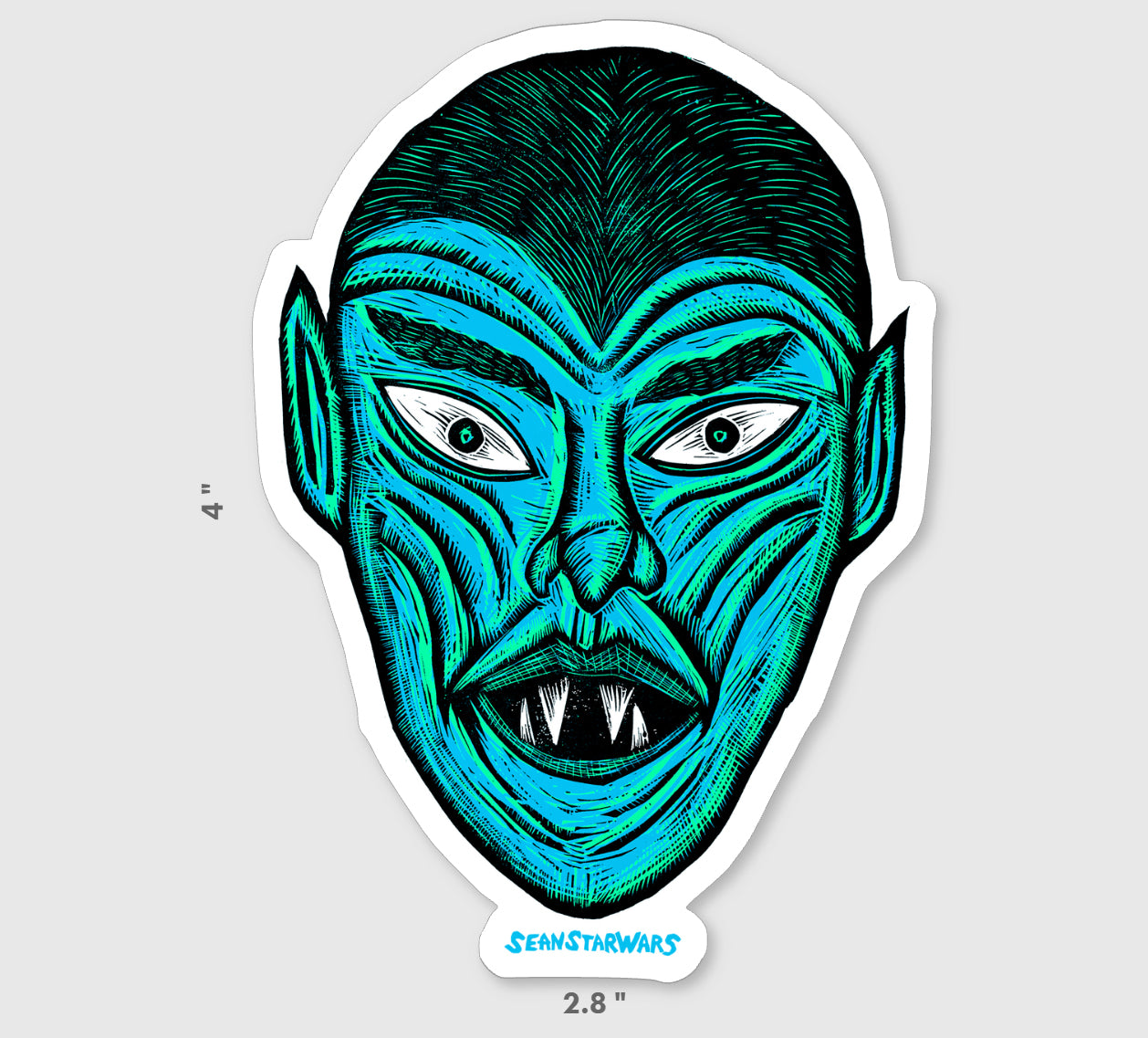 Vampire Fish Sticker Vampire Vinyl Sticker – Woodcut Funhouse