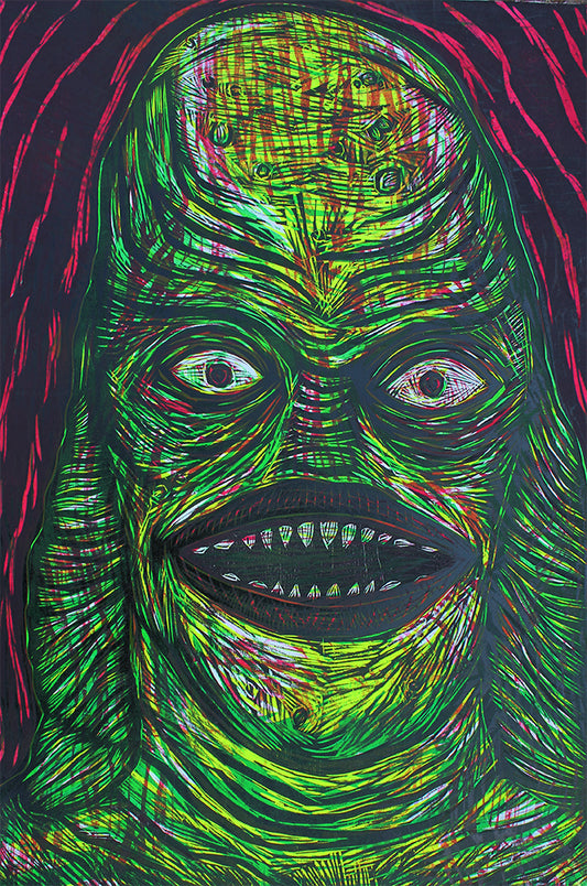 Creature From the Black Lagoon Woodcut Print