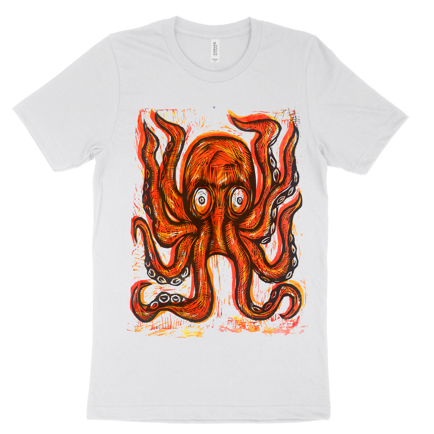 Octopus Woodcut Handprinted T-Shirt