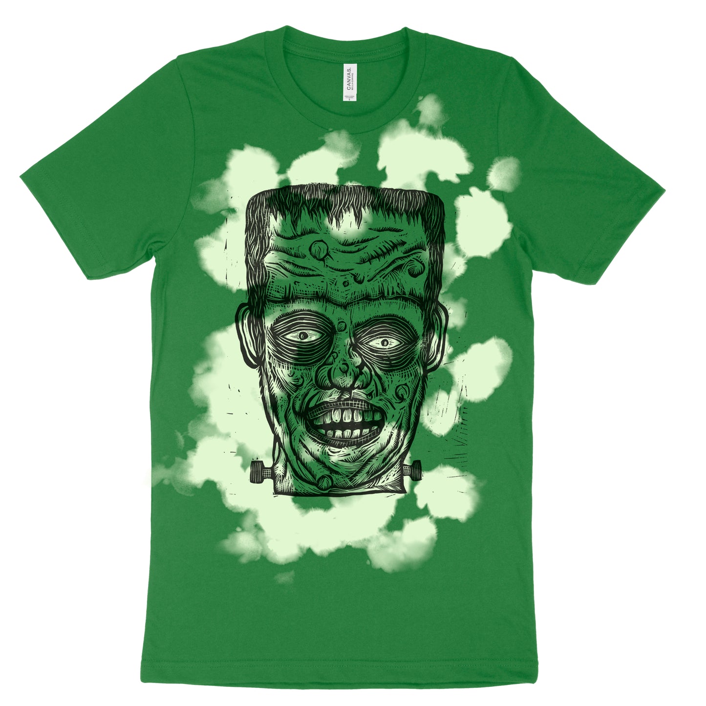 Frankenstein Bleachout Linocut Printed T-Shirt
