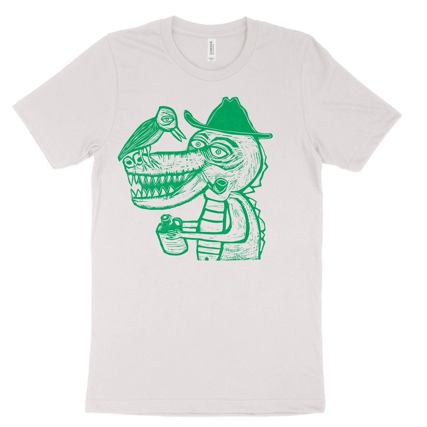 Country Croc Woodcut Handprinted T-Shirt