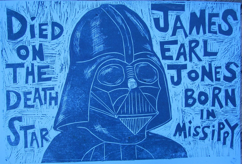 Darth Vader/James Earl Jones Woodcut