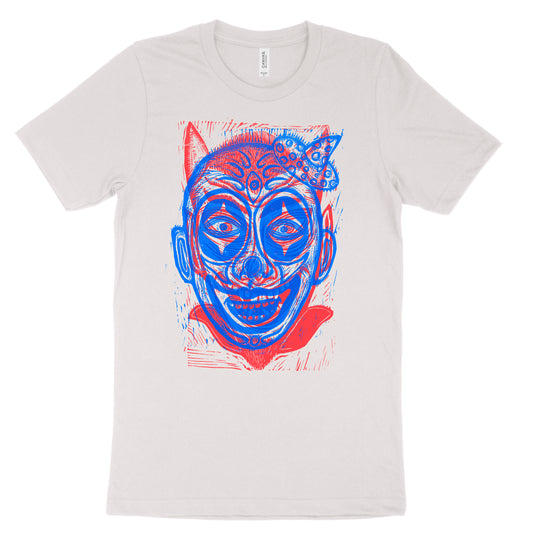 Devil Clown Linocut Handprinted T-Shirt