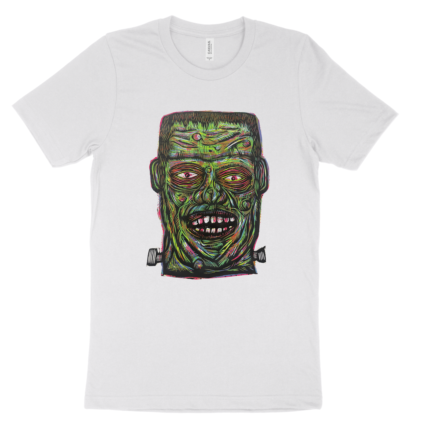 Frankenstein Color  Woodcut printed T-Shirt