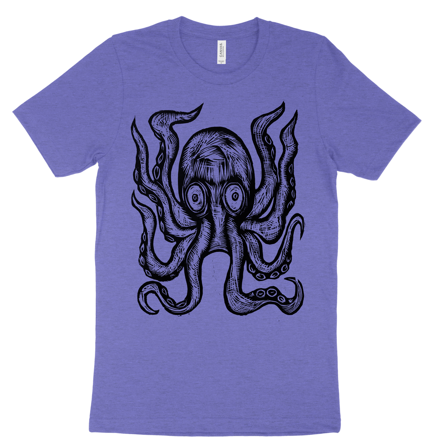 Octopus Woodcut Handprinted T-Shirt