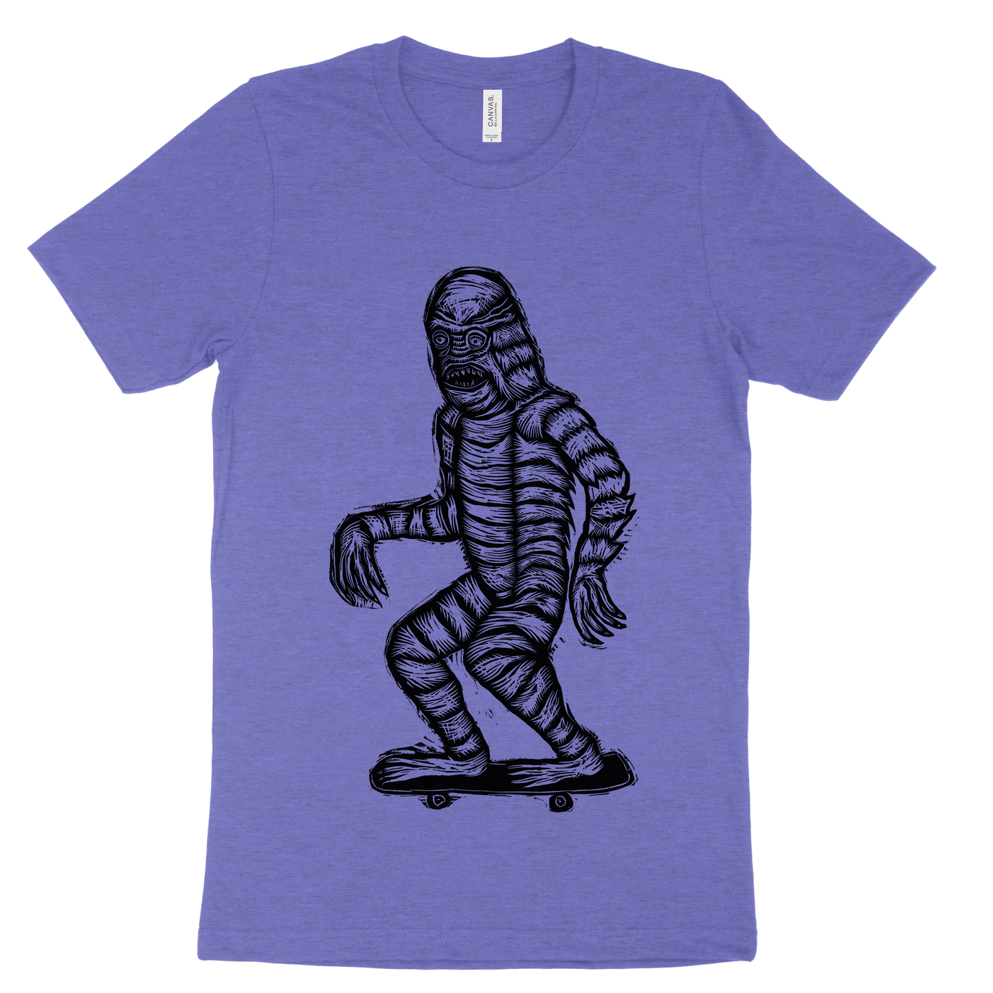 Skate Creature Woodcut Handprinted T-Shirt