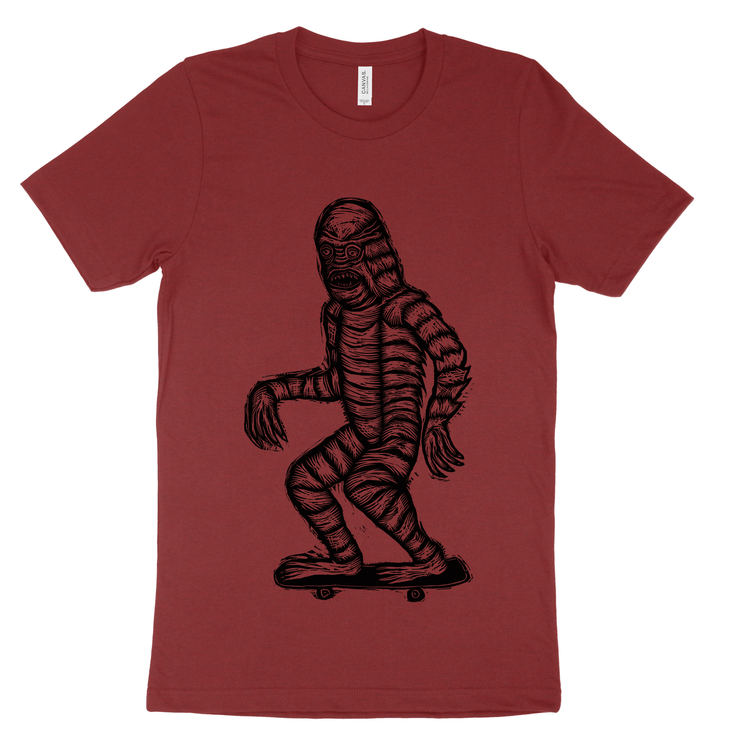 Skate Creature Woodcut Handprinted T-Shirt