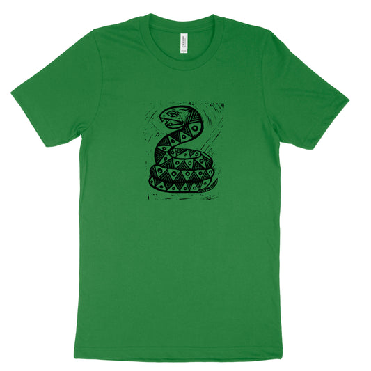 Snake Linocut Handprinted T-Shirt