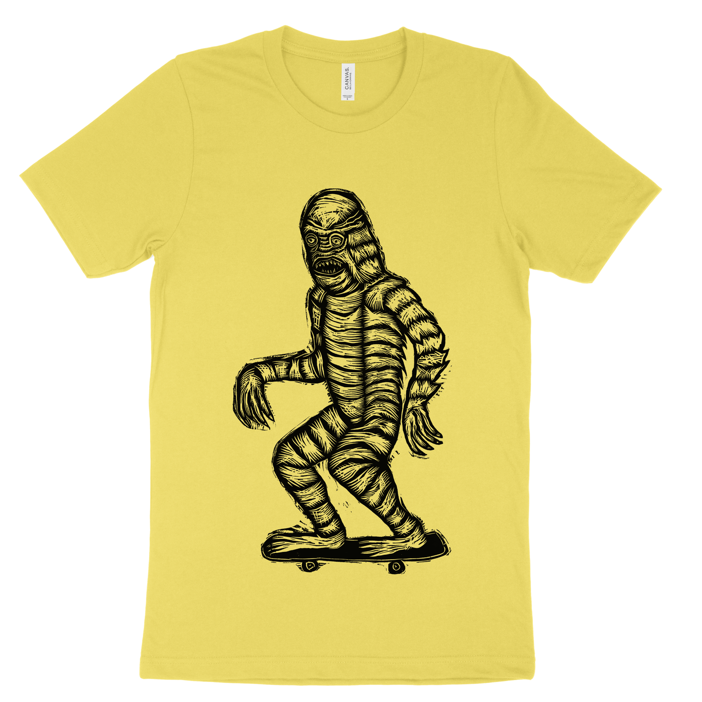 Skate Creature Woodcut Handprinted T-Shirt