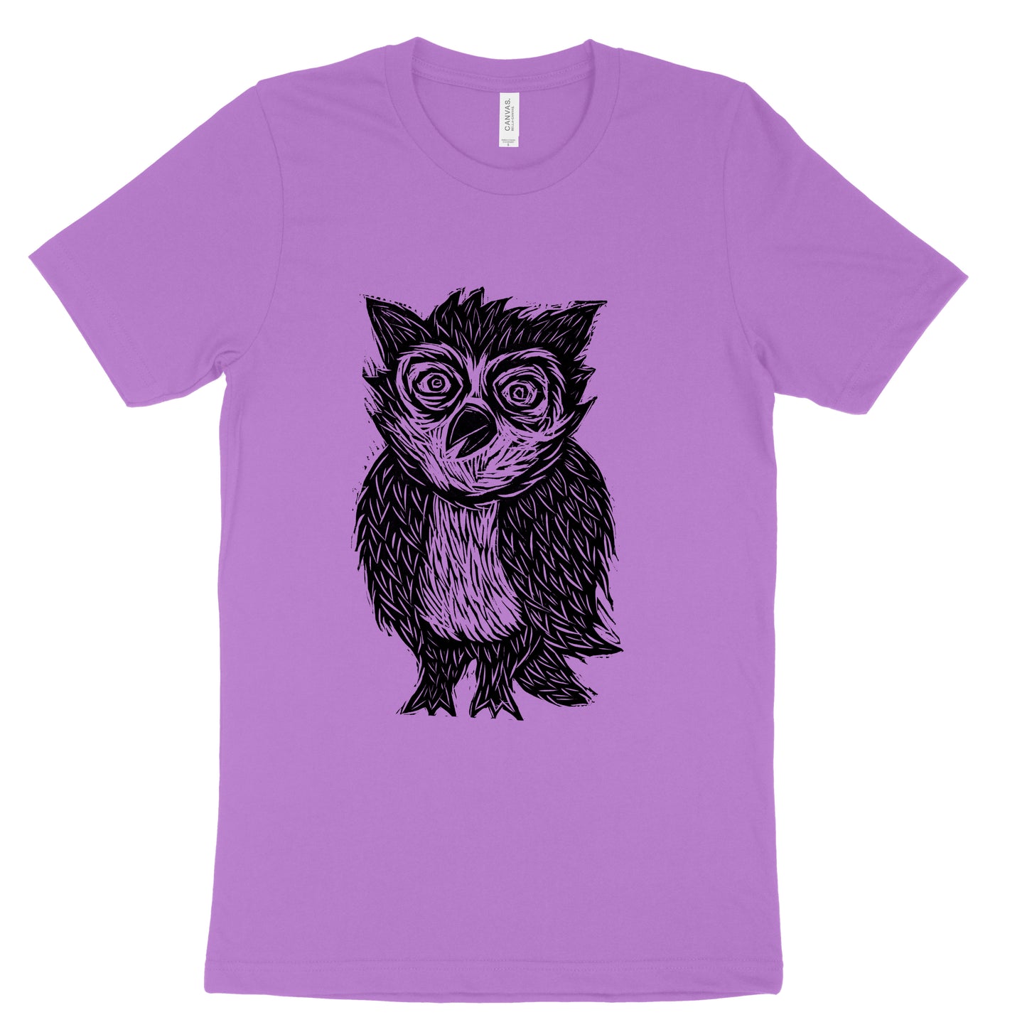 Owl Woodcut Printed T-Shirt