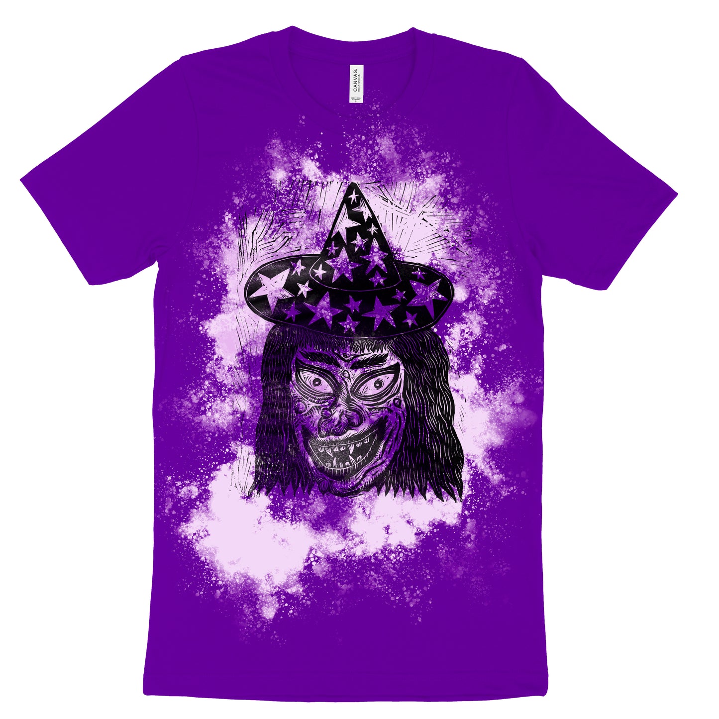 Witch Bleachout Linocut Handprinted T-Shirt