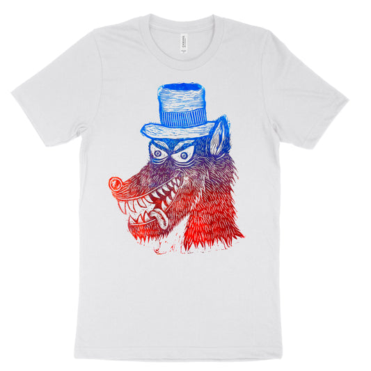 Rainbow Wolf Woodcut Handprinted T-Shirt
