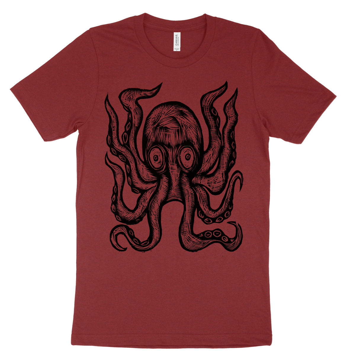 Octopus Woodcut Handprinted T-Shirt – Woodcut Funhouse