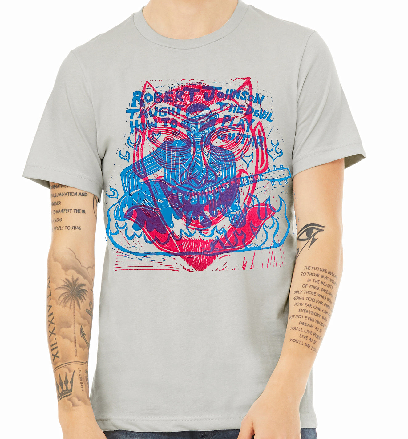 Robert Johnson and the Devil Linocut Handprinted T-Shirt