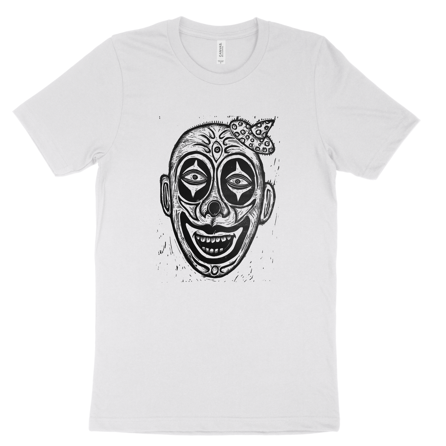 Clown Linocut Handprinted T-Shirt