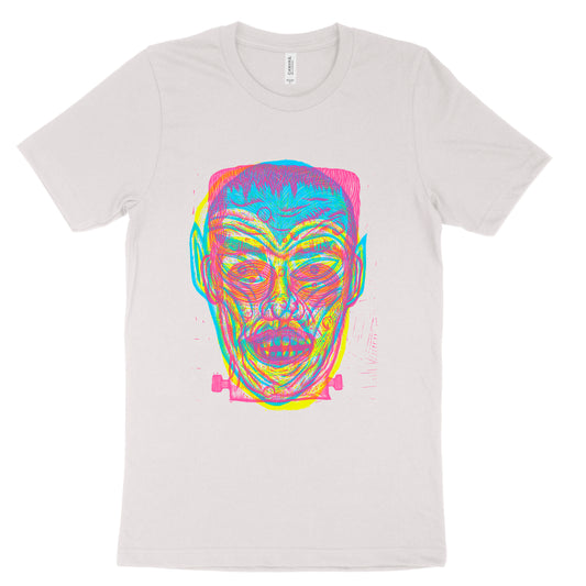 Frankenstein Skull Vampire Linocut Handprinted T-Shirt