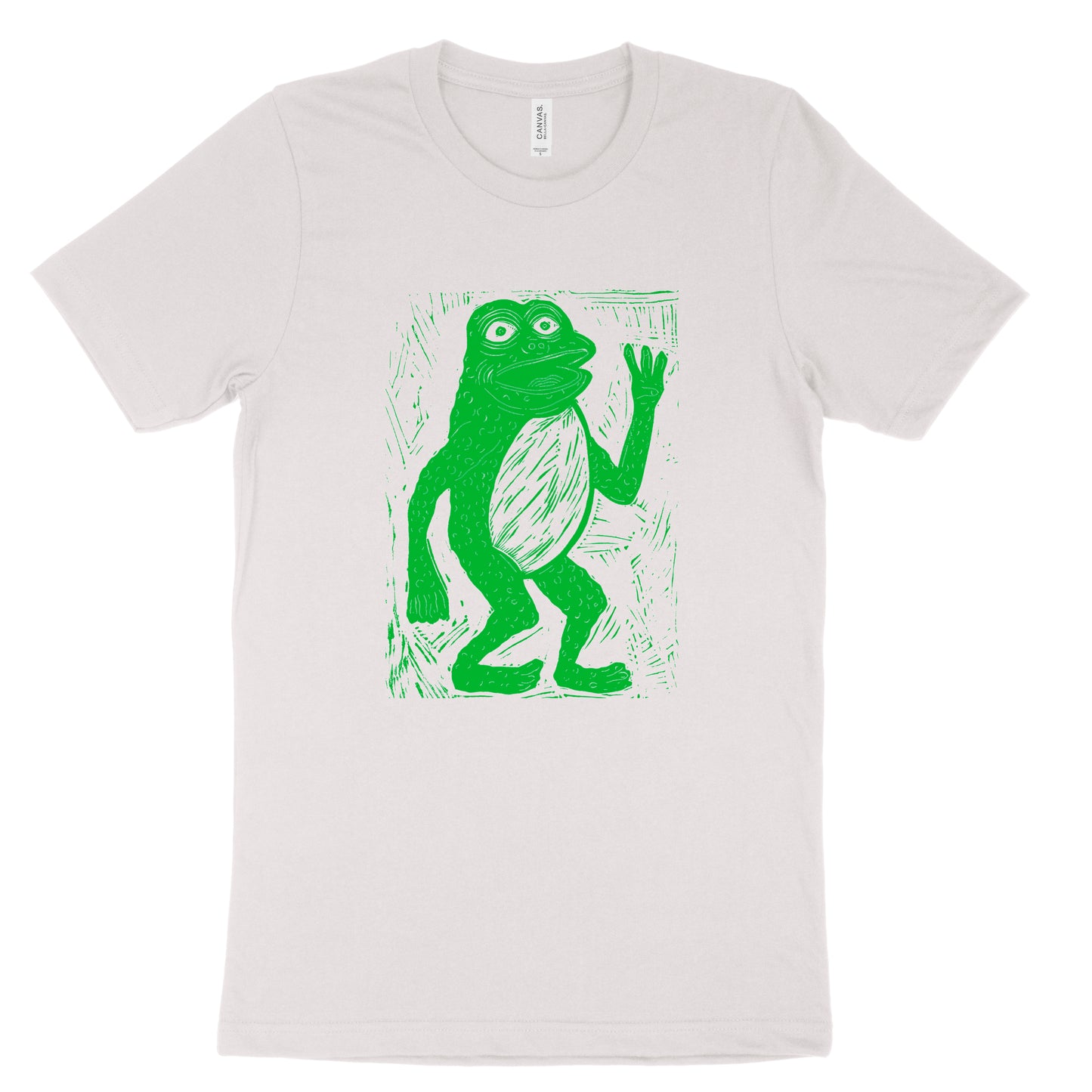 Frog Linocut Handprinted T-Shirt – Woodcut Funhouse